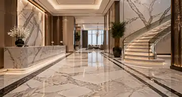 Polished marble installation in a Dubai luxury reception interior